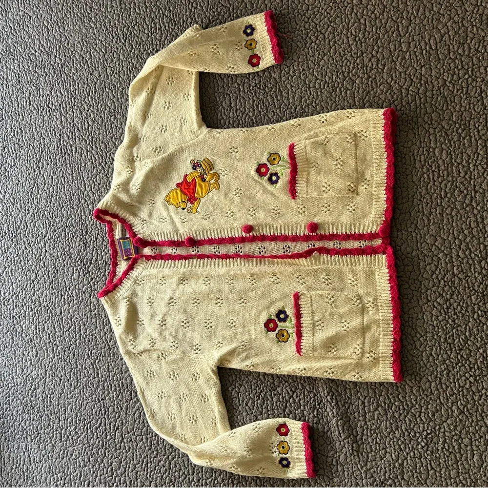 Cream Cardigan with Red Trim - Picture 1 of 2
